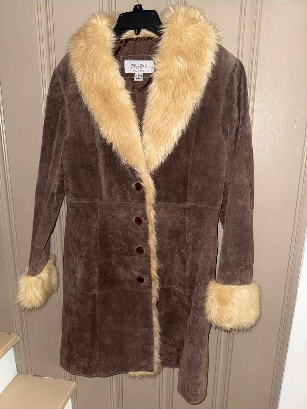 Vintage Wilson’s Leather Maxima Women’s Brown Suede Penny Lane Coat Size L